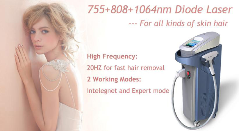 Diode Hair Removal Machine With 755nm + 808nm + 1064nm